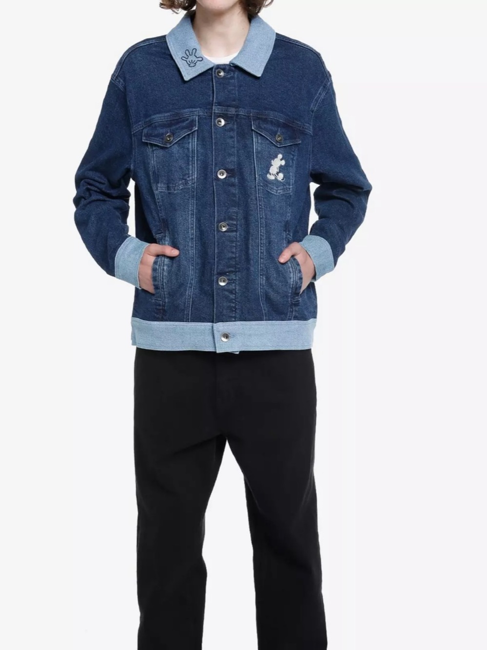 Her Universe Denim Jacket in Blue with Black & White Mickey Graphic - Picture 5 of 6